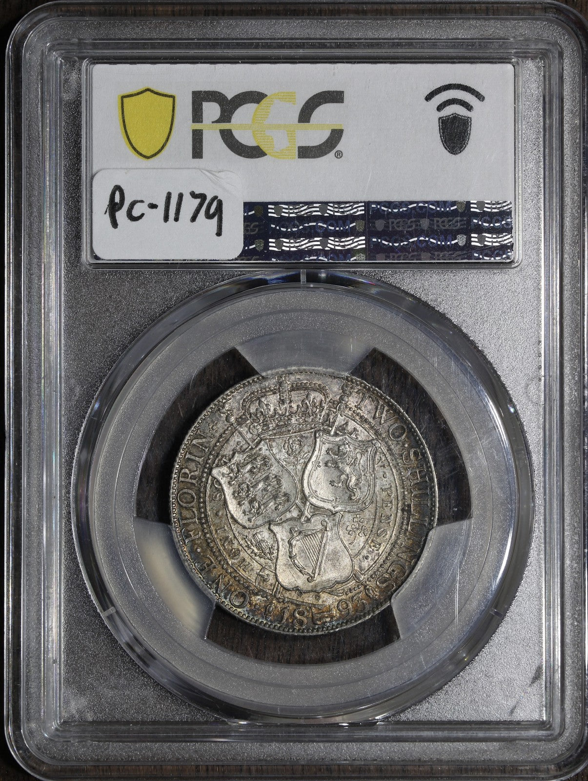 1893 (AU58) Great Britain Silver Florin PCGS - Lovely Tone, Queen Victoria