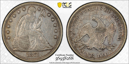 1871 (VF35) Seated Liberty Dollar $1 PCGS