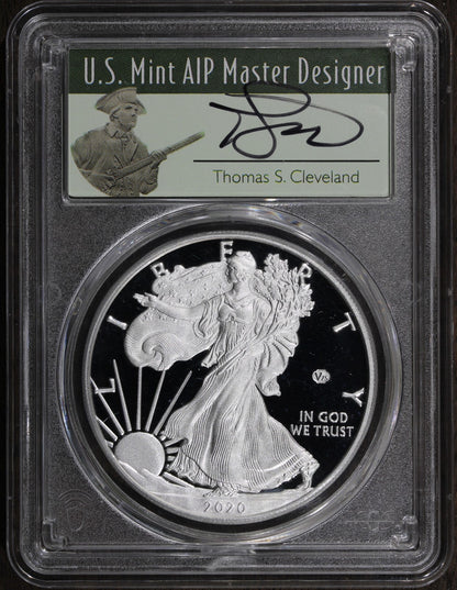 2020-W V75 (PR70 DCAM) Proof Silver Eagle PCGS First Strike FS -Thomas Cleveland
