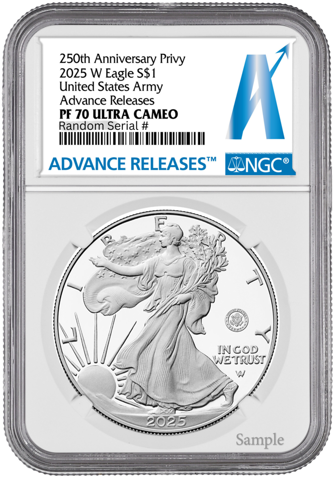 2025 (PF70) Proof American Silver Eagle US Army Privy $1 NGC AR - Presale