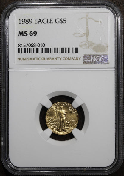 1989 (MS69) 1/10 oz American Gold Eagle $5 NGC