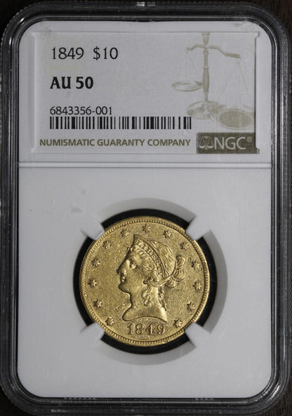 1849 (AU50) Liberty Head Gold Eagle $10 NGC - Early Date