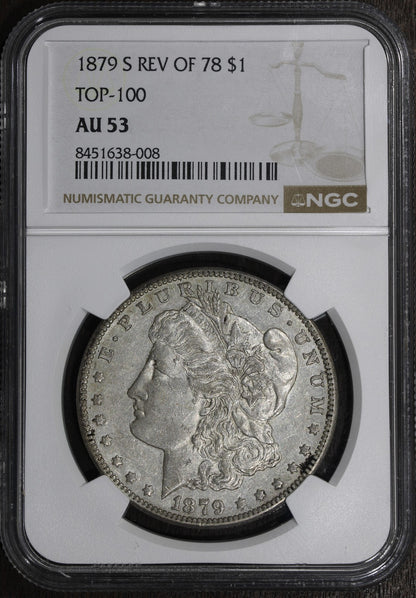 1879-S Rev 78 (AU53) Morgan Silver Dollar $1 NGC - Reverse of 1878