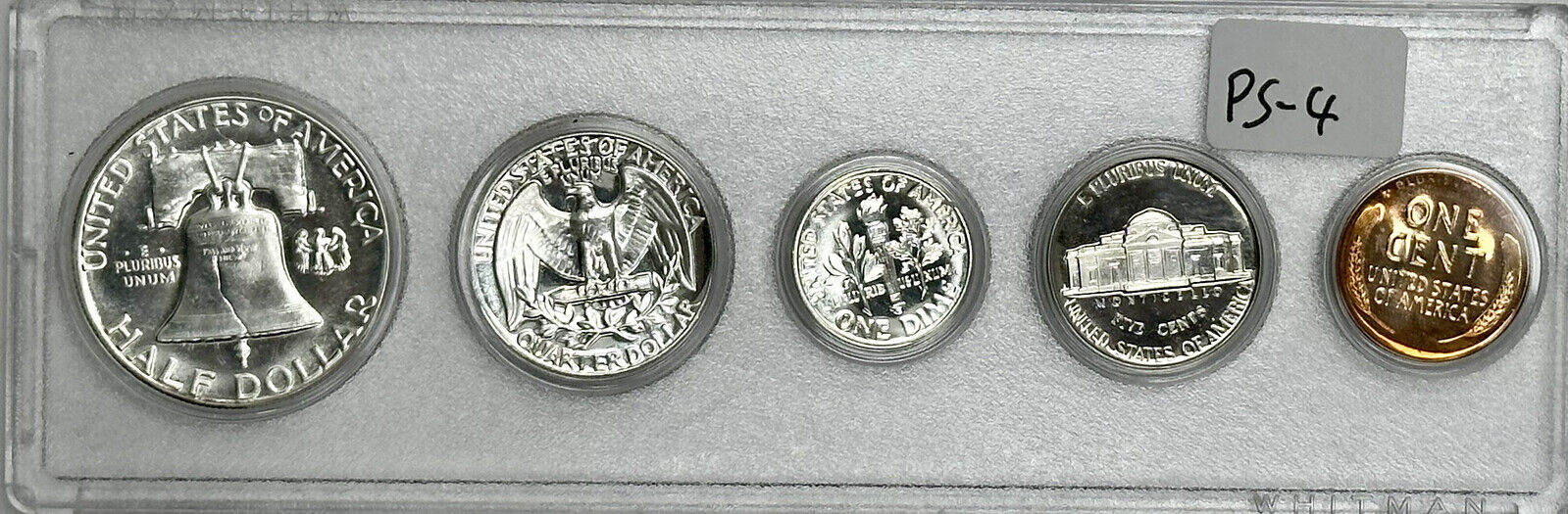 1951 5 Coin Silver Proof Set in Old Whitman Holder - Excellent Eye Appeal