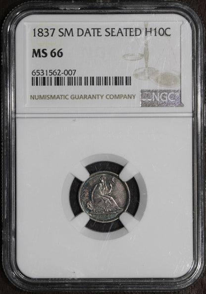 1837 (MS66) Seated Half Dime H10C NGC - Small Date, One Year Type