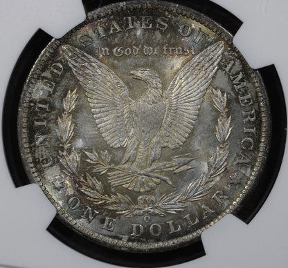 1885-O (MS65+) Morgan Silver Dollar $1 NGC - Plus Grade, Rainbow Toned