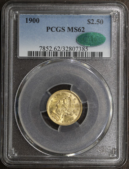 1900 (MS62 CAC) Liberty Head Gold Quarter Eagle $2.50 PCGS