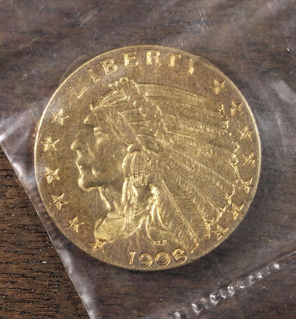 1908 $2.50 Gold Indian Quarter Eagle - ANACS Photocert XF40 - Photograde