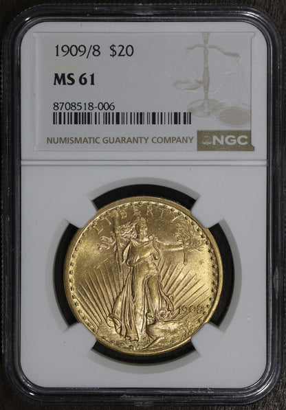1909/8 (MS61) Saint Gauden's Gold Double Eagle $20 NGC - St. Gaudens