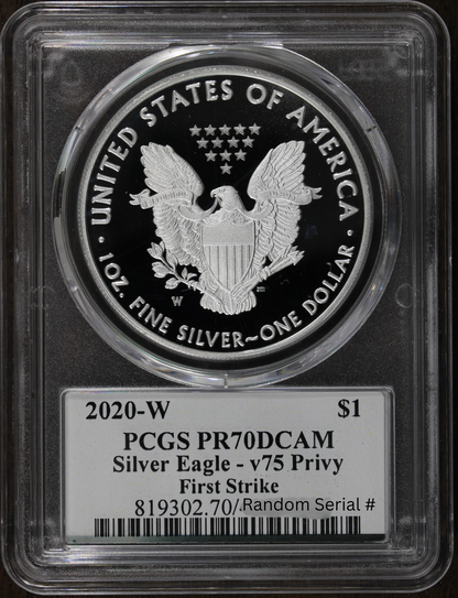 2020-W (PR70 DCAM) V75 Proof American Silver Eagle $1 ASE PCGS - First Strike