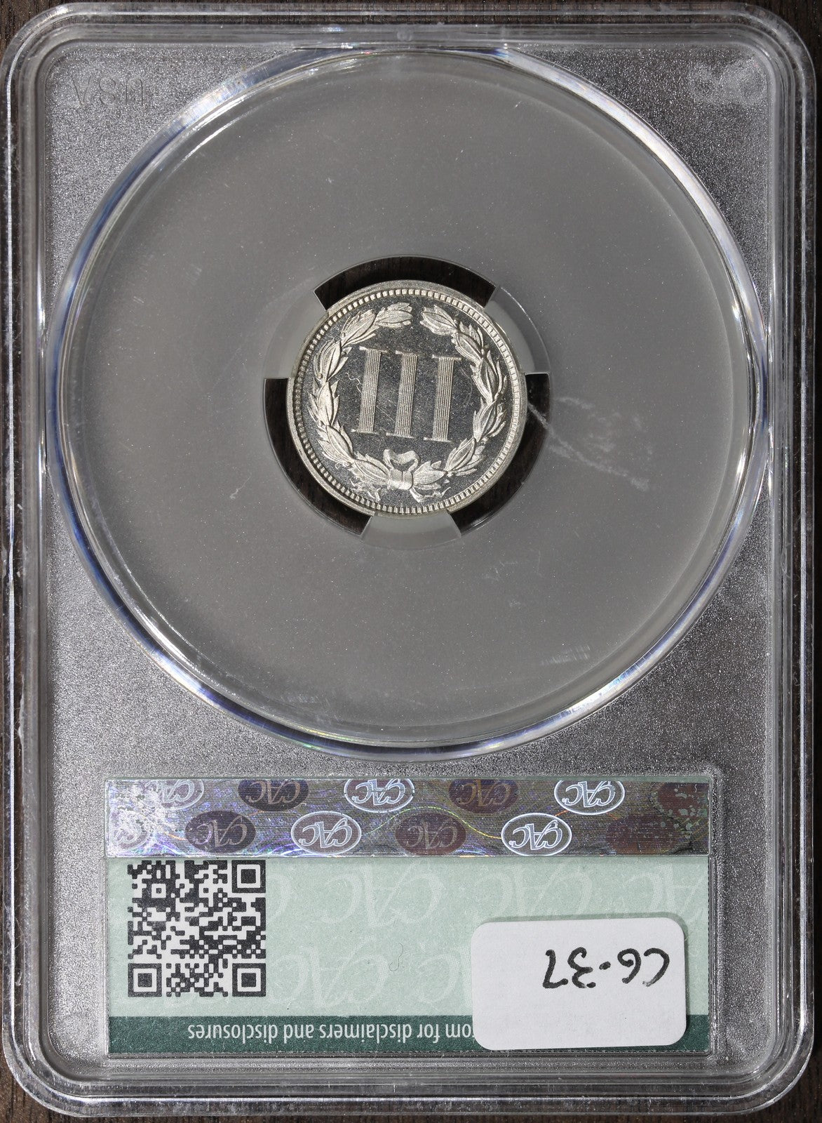 1869 (PR66+ CAMEO CAC) Three Cent Nickel 3C CACG - Frosty Cameo Surfaces
