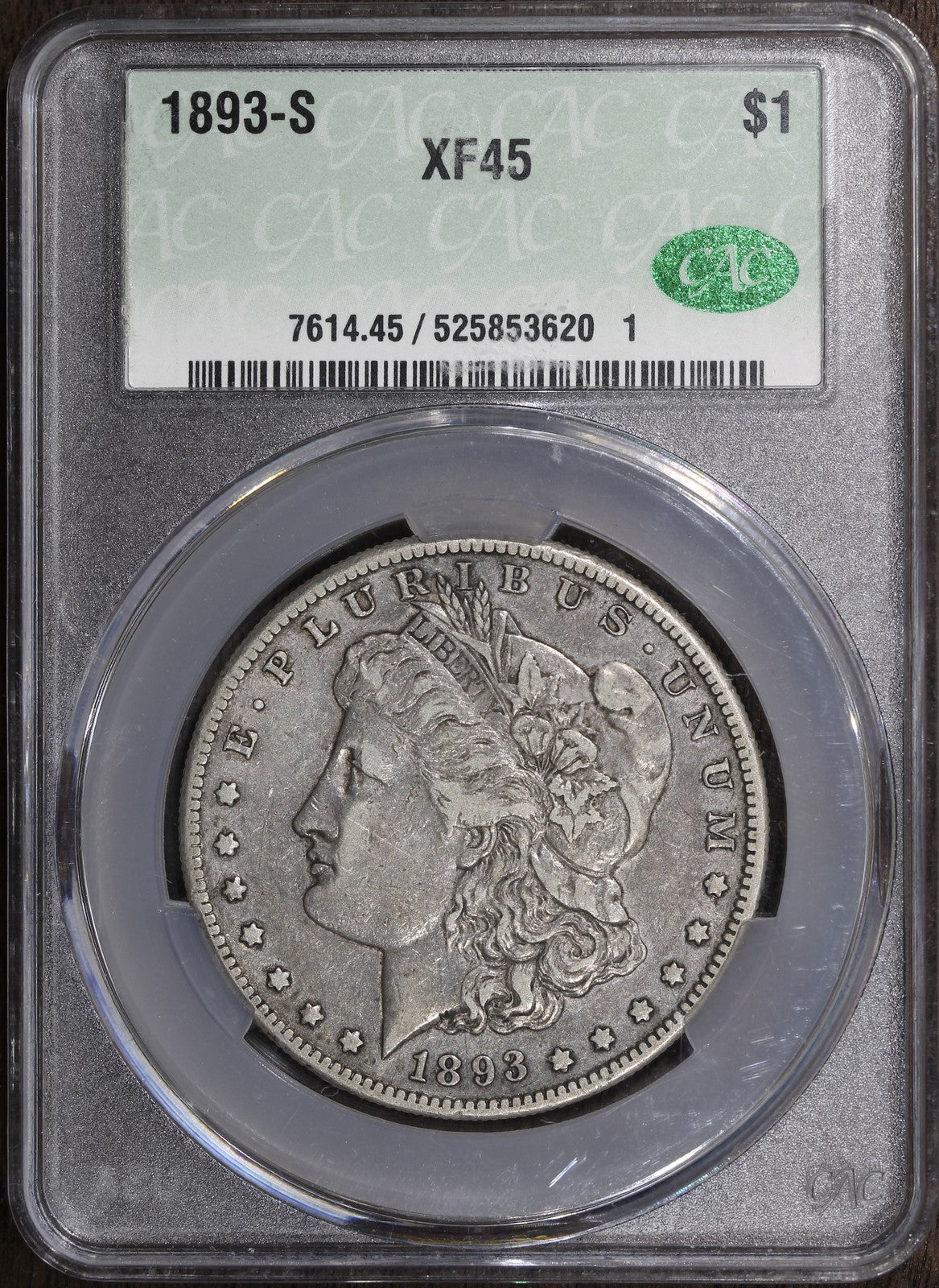 1893-S (XF45 CAC) Morgan Silver Dollar $1 CACG - KEY Date!