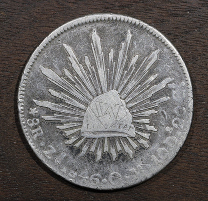 1846-Zs Mexico Silver 8 Reales 8R - Cap and Rays Zacatecas Mint