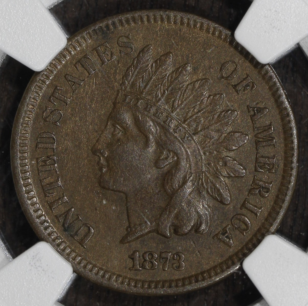 1873 (AU55 BN) Indian Head Cent 1C IHC NGC - Open 3