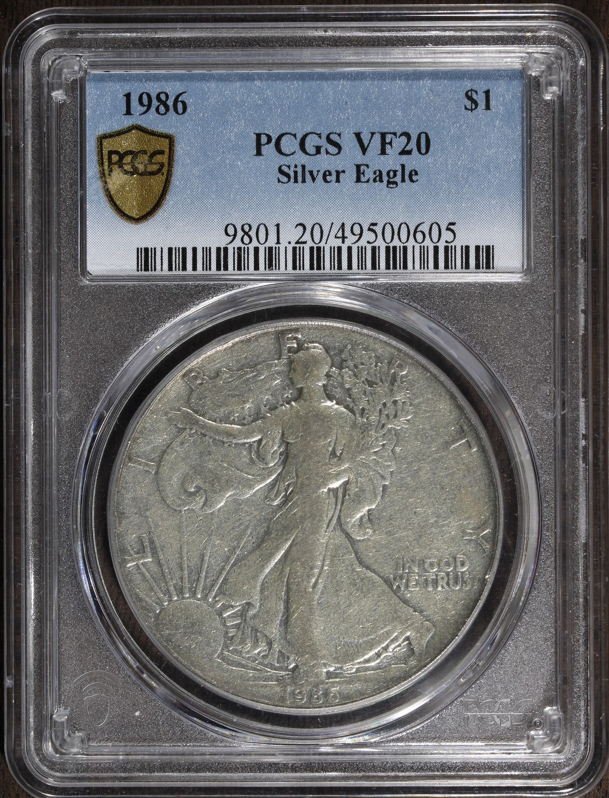 1986 (VF20) American Silver Eagle $1 PCGS - Poor Lowball ASE!