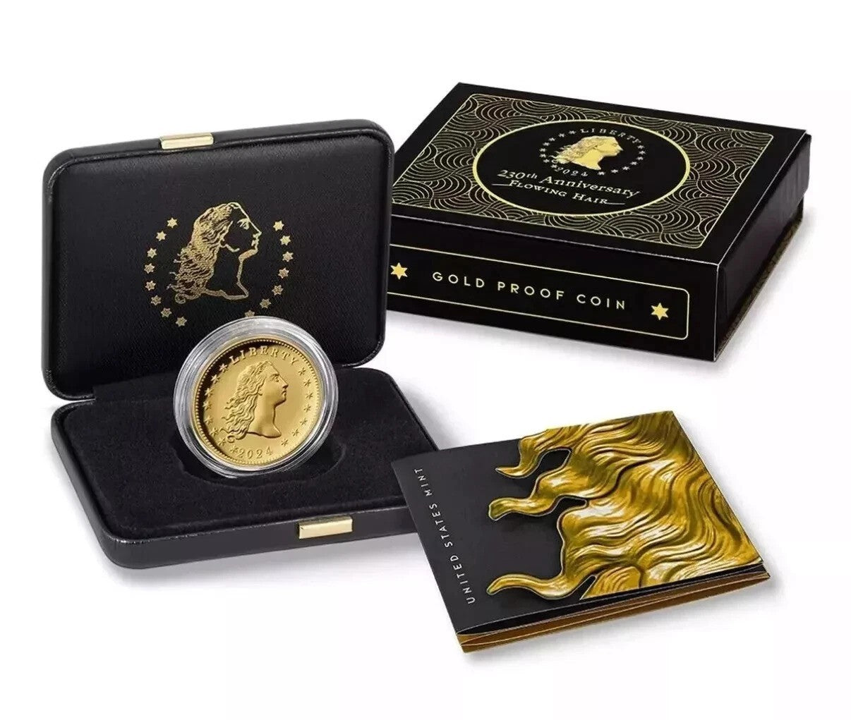 2024 230th Anniversary Flowing Hair Gold Coin / Medal with OGP and COA