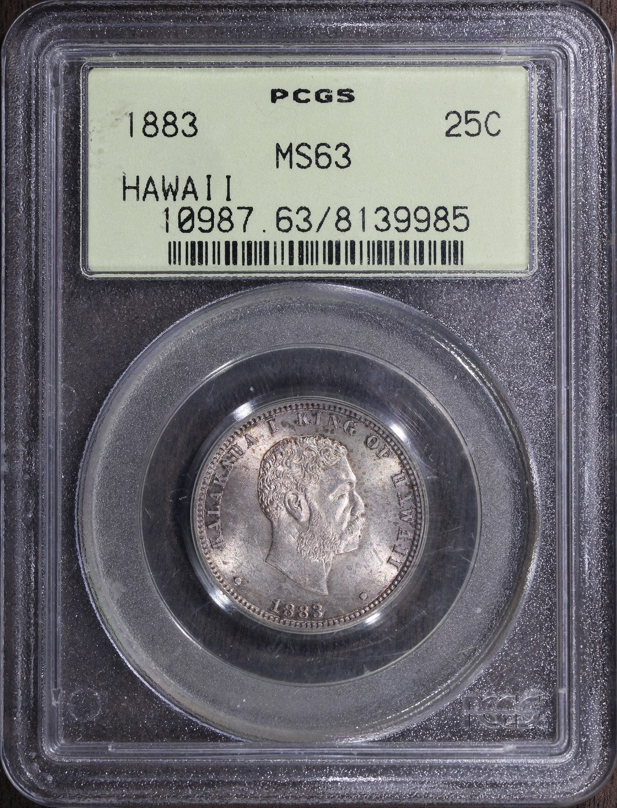 1883 (MS63) Hawaii Quarter 25C PCGS OGH - One Year Type!