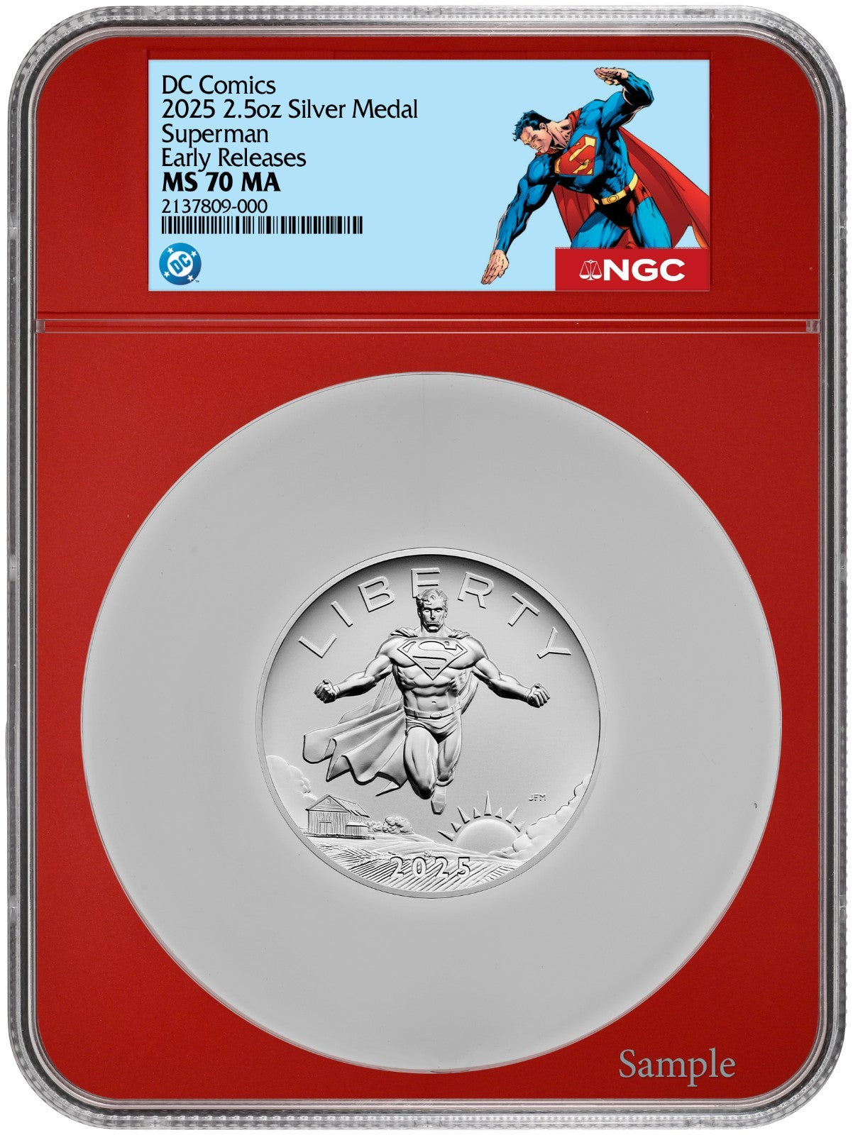 2025 (MS70) 2.5 oz Superman Silver Medal NGC ER - US Mint DC Comics