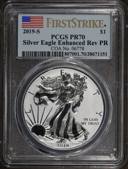 2019-S (PR70) Enhanced Reverse Proof American Silver Eagle ASE $1 PCGS