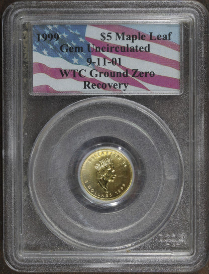 1999 (Gem Uncirculated) World Trade Center Recovery 1/10 oz Gold Maple PCGS
