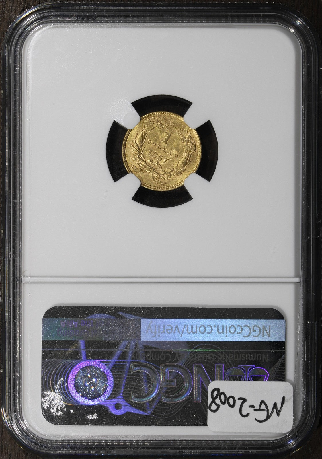 1857 (MS64 CAC) Type 3 Gold Dollar G$1 NGC