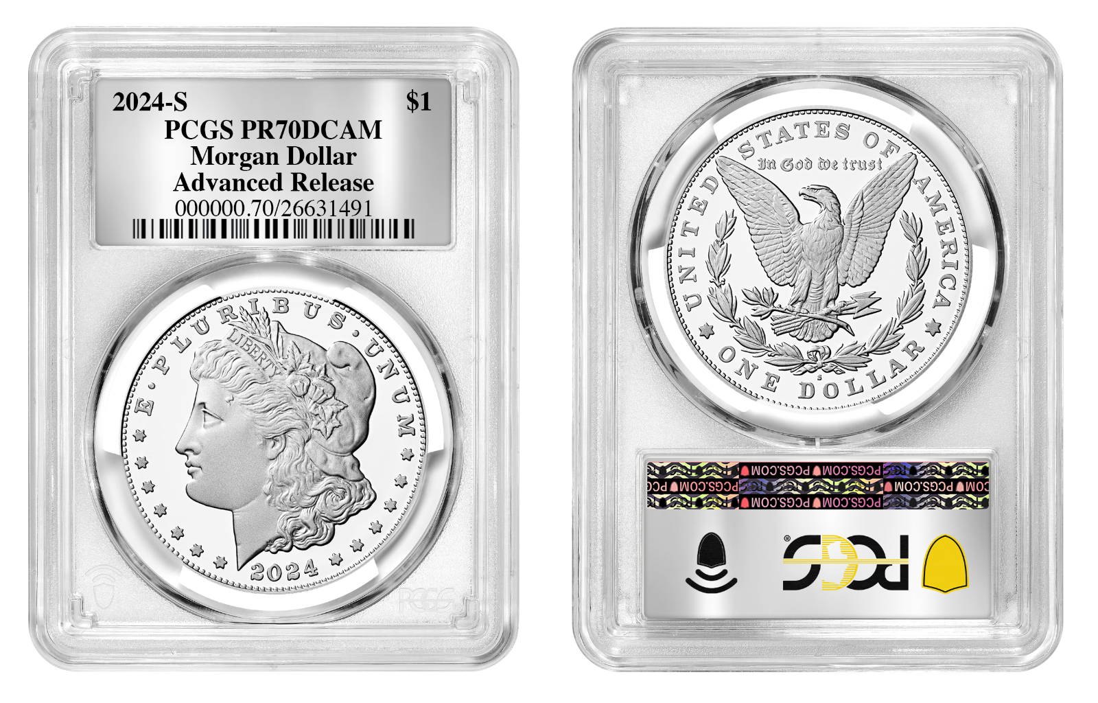 2024-S (PR70) Proof Morgan & Peace Dollar (Silver Foil) Advanced Release AR PCGS