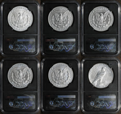 2021 (MS70) Morgan and Peace Dollar Six 6 Coin Set $1 NGC - First Day of Issue