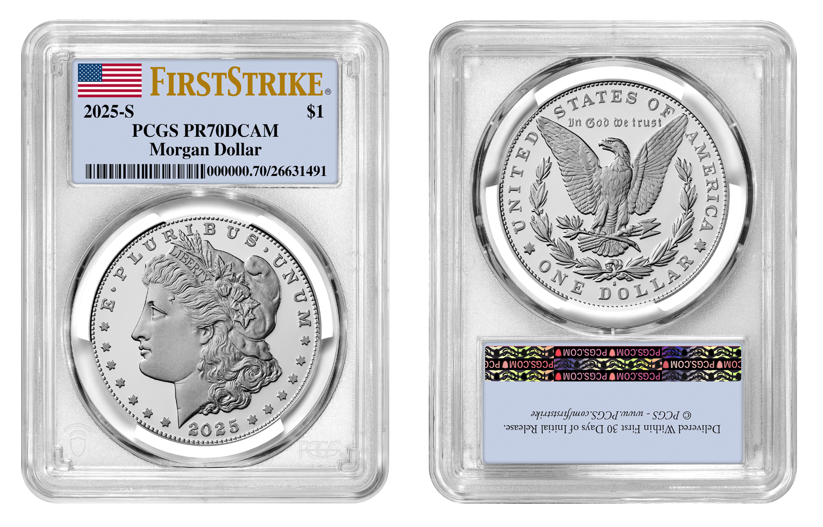 2025-S (PR70) Proof Morgan & Peace Silver Dollar (2 Coin Set) FS PCGS Presale
