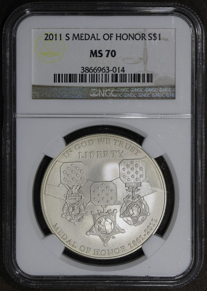 2011-S (MS70) Medal of Honor Silver Dollar $1 NGC