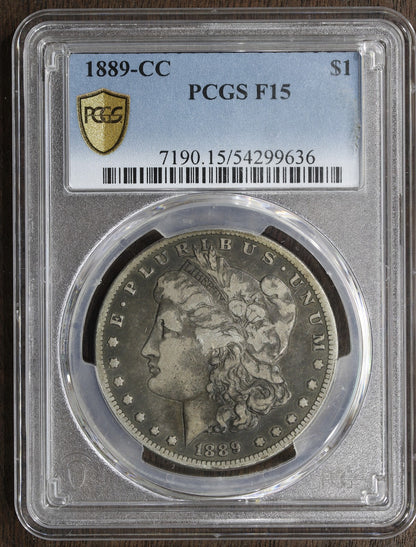 1889-CC (F15) Morgan Silver Dollar $1 PCGS - KEY DATE Carson City