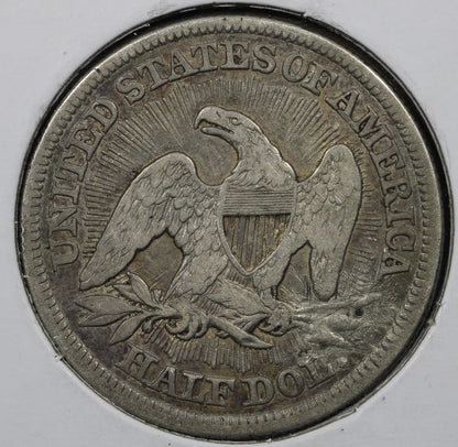 1853 Seated Half Dollar with Arrows and Rays 50C - VF Damage