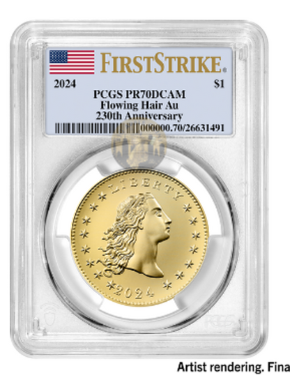 2024 (PR70) Flowing Hair $1 Gold Coin-230 Anniversary-First Strike FS PCGS