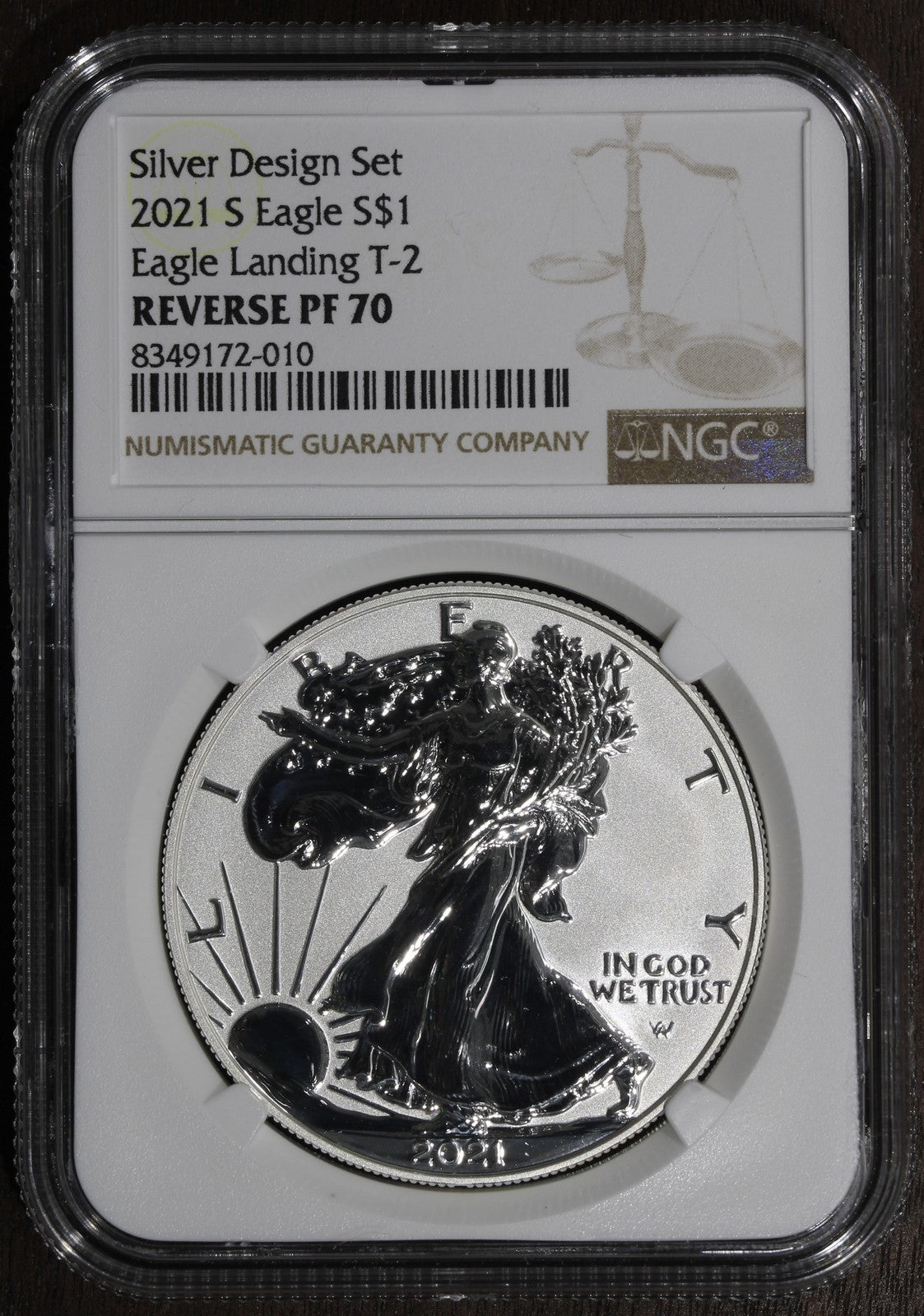 2021-S (PF70) Reverse Proof Type 2 American Silver Eagle $1 ASE NGC