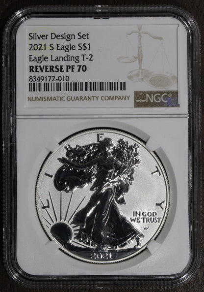2021-S (PF70) Reverse Proof Type 2 American Silver Eagle $1 ASE NGC