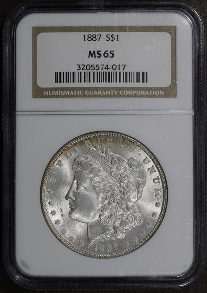 1887 (MS65) Morgan Silver Dollar $1 NGC - GEM