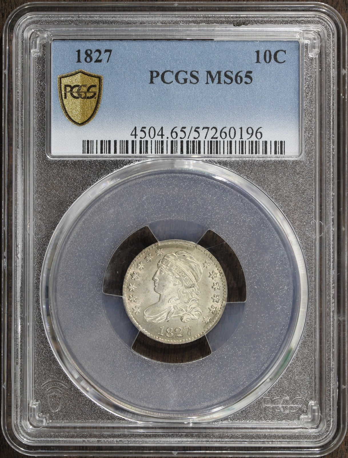 1827 (MS65) Capped Bust Dime 10C PCGS - Flashy Gem