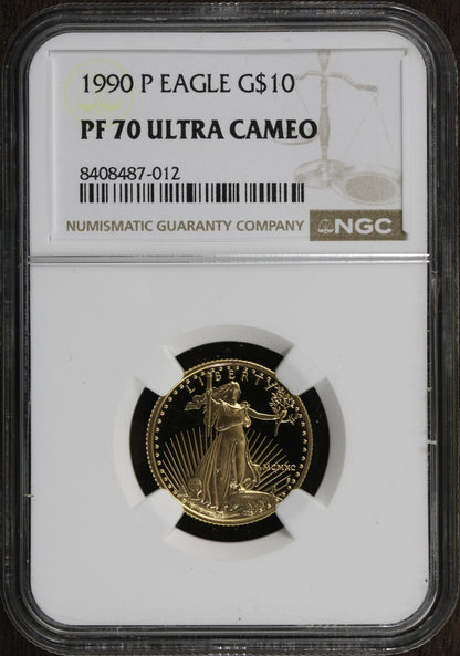 1990 (PF70 DCAM) Proof 1/4 oz American Gold Eagle $10 AGE NGC - Flawless