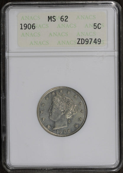 1906 (MS62) Liberty Head V Nickel ANACS Old Soapbox - Lovely