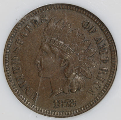 1872 (AU50 BN) Indian Head Cent 1C IHC NGC - Rare Date!
