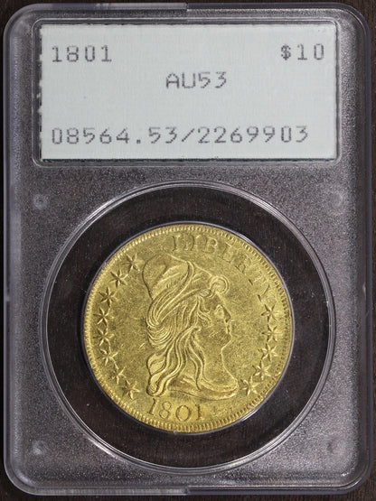 1801 (AU53) Capped Bust Gold Eagle $10 PCGS Rattler