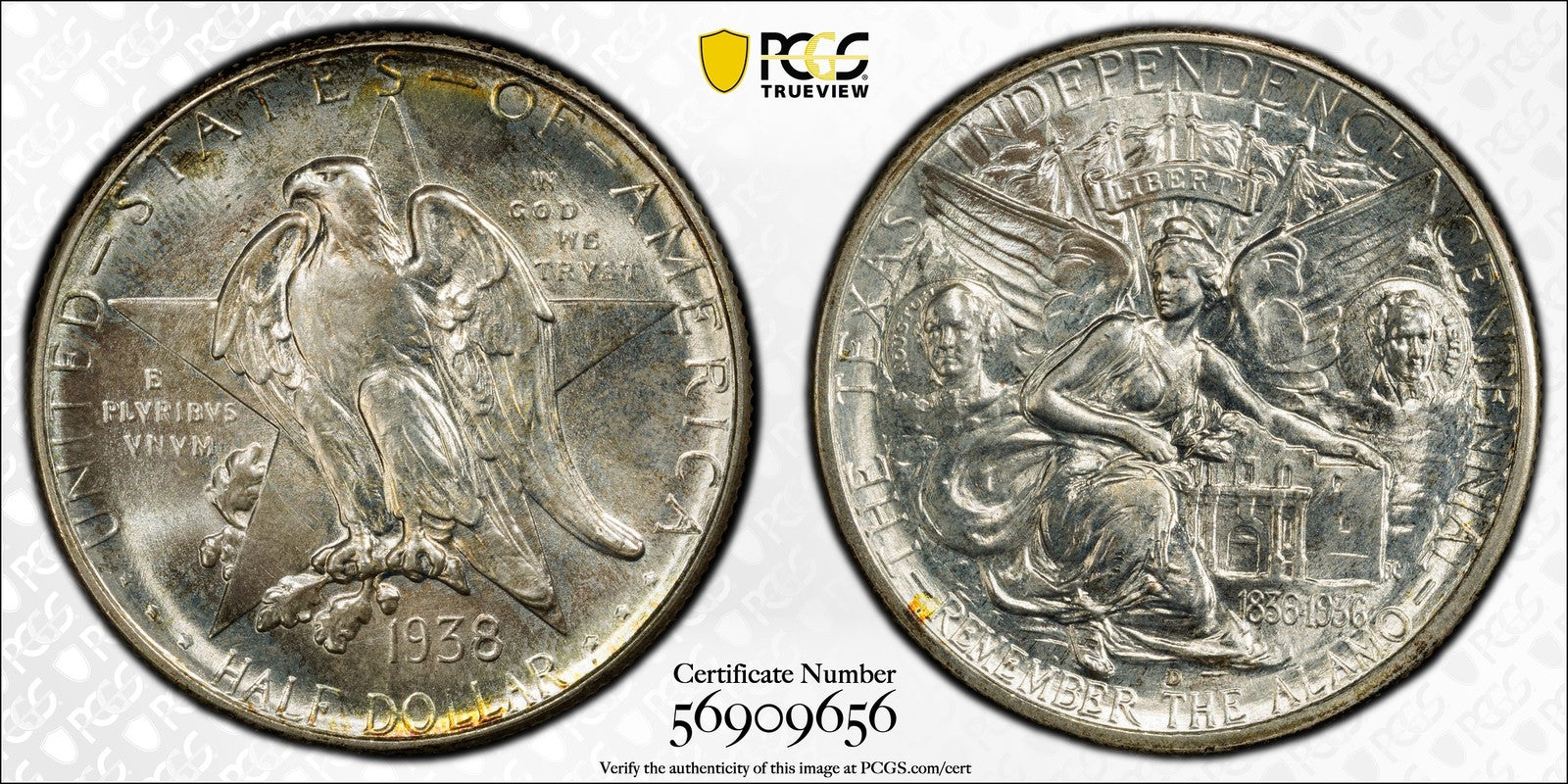 1938-D (MS67+ CAC) Texas Commemorative Half Dollar 50C PCGS - PLUS