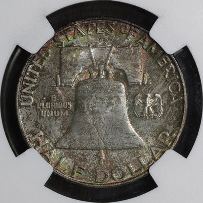 1957-D (MS67 CAC) Franklin Half Dollar 50C NGC - Rainbow Toned