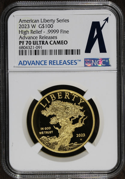 2023-W (PF70) 1 oz High Relief Proof Gold American Liberty $100 NGC - AR