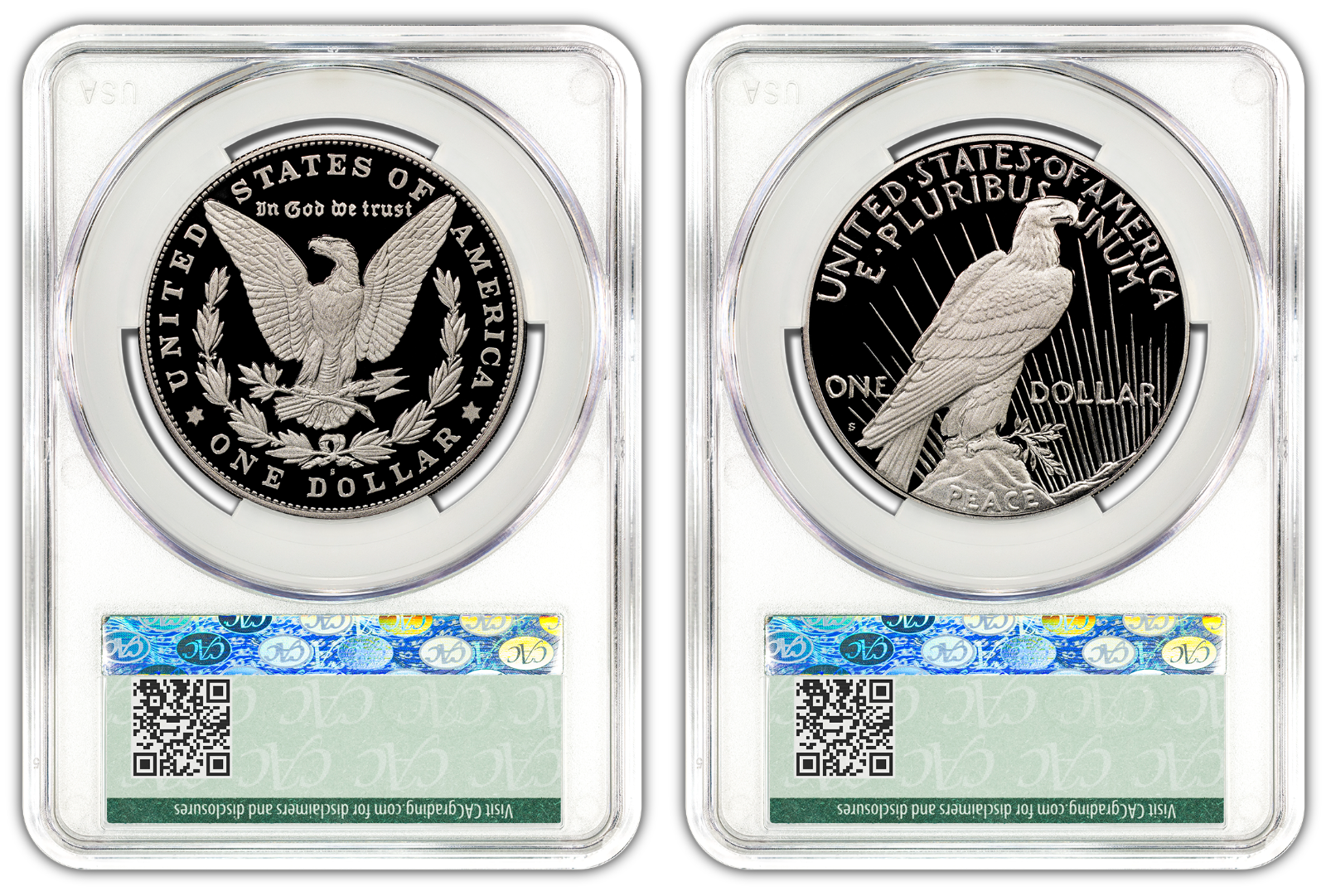 2025-S (PR70) Proof Morgan & Peace Silver Dollar (2 Coin Set) CAC FDOD Presale