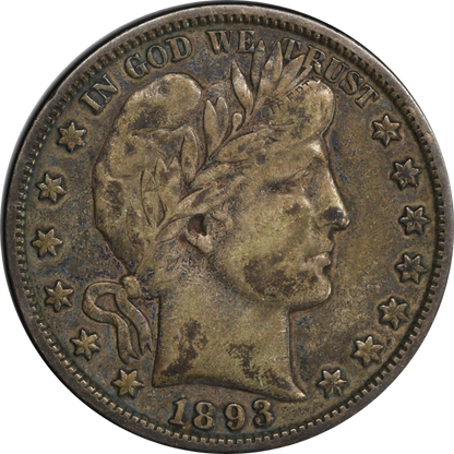 1893-S (VF25) Barber Half Dollar 50C PCGS - Better Date Type Coin