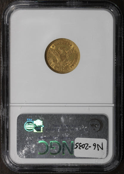 1861 (AU58 CAC) Type 2 Liberty Head Gold Quarter Eagle $2.50 NGC New Reverse