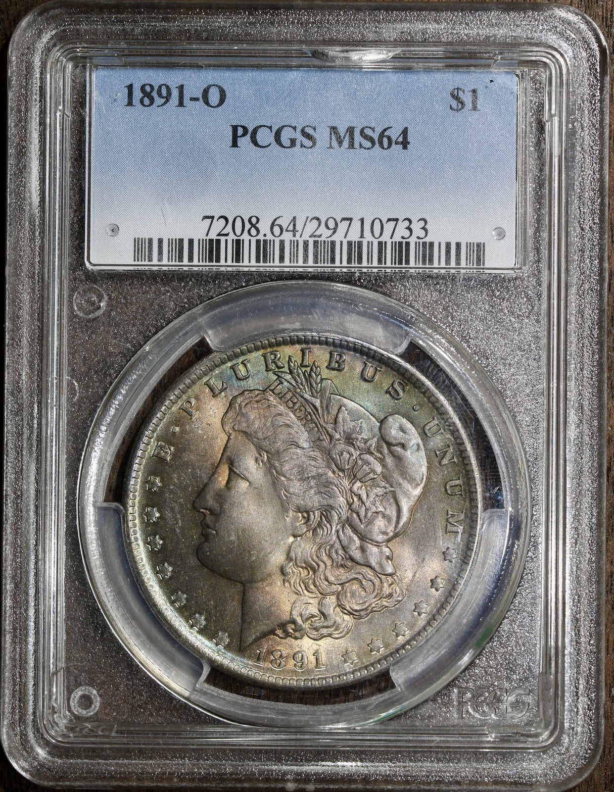 1891-O (MS64) Morgan Silver Dollar $1 PCGS - Colorful Toned