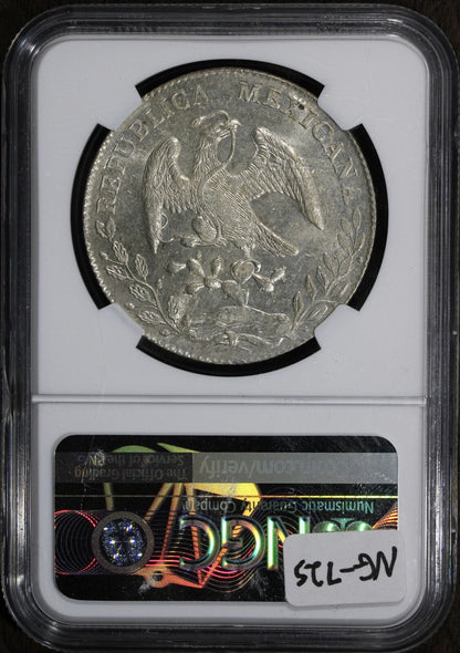 1894 Mo AM (MS62) Mexico Cap & Rays 8 Reales NGC - Flashy! Semi PL!