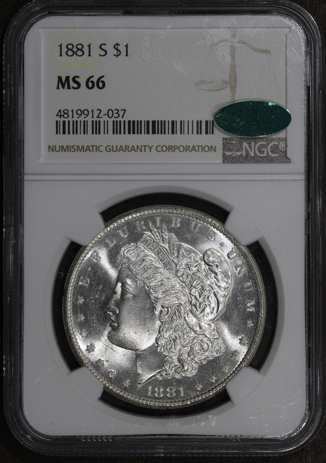 1881-S (MS66 CAC) Morgan Silver Dollar $1 NGC - Superb Gem