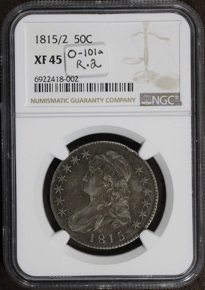 1815/2 (XF45) Capped Bust Half Dollar 50C NGC - Nice Overdate - O-101a